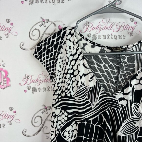 Jams World dress tropical boho abstract Monochrome Leaf Pattern Dress hippie - Picture 4 of 10